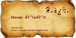 Havas Árpád névjegykártya