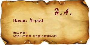 Havas Árpád névjegykártya